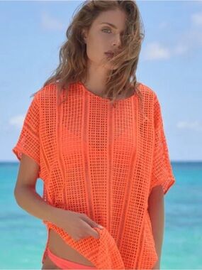 МІКОН Napili crocheted beach top - cover up in Ginger. Size Large